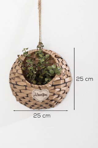 Porsima 2065-2 Taupe Dekoratif Çok Amaçlı Saksılık Hasır Modelli Saksı Çiçeklik 25x25cm