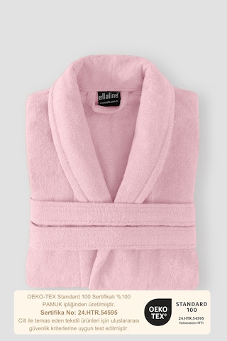 %100 Pamuk Pudra Pembe Kadın Bornoz Banyo, Spa, Havuz, Çeyiz