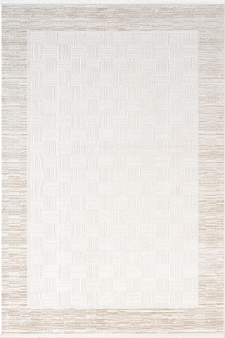 Jade Jd007b Bej Halı Modern Çerçeve Desenli Triko Akrilik Pamuk Tabanlı Kaymaz Salon Halısı -773 Bej