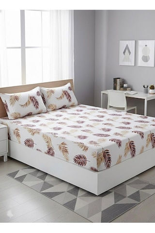 Üntaş Serenat Çift Kişilik Lastikli Çarşaf Ve 2 Adet Yastik Kilifi 160x200 Kahve Kahverengi