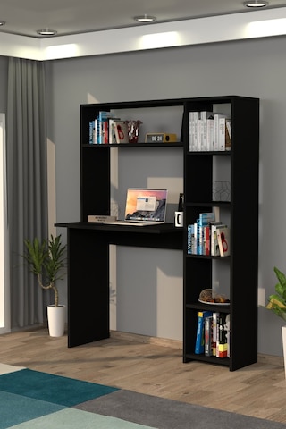 Moonlife Moonlife Duru Kitaplıklı Çalışma Masası Siyah
