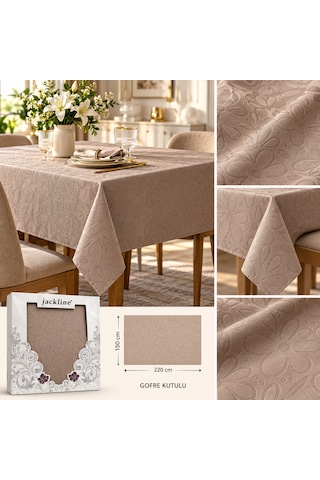Kıng Cotton Jacklıne Gofre Kutulu Masa Örtüsü Bej