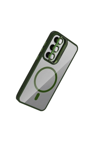Northcity Joko Samsung Uyumlu Galaxy S24 Fe Remim Lensli Magsafe Standlı Kapak - Koyu Yeşil