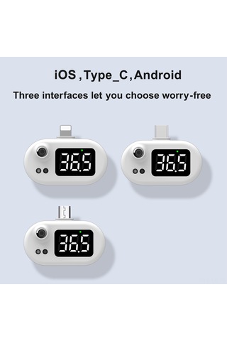 Xiyyadms Hi8us K8 Hg05 Tip-c Usb Akıllı Sıcaklık Ölçer - Telefon Bağlı, Pil Gerektirmeyen, 1 Saniye Ölçüm, Led Ekranlı, C/ F Dönüştürülebilir, Beyaz