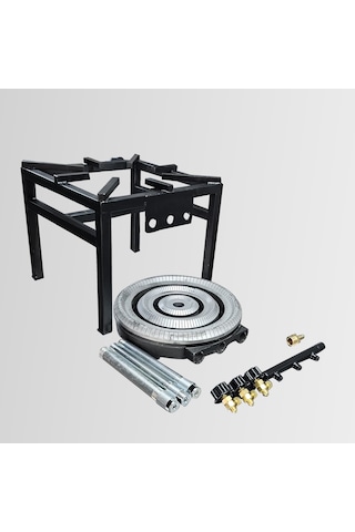 Lüks Profil Gövdeli Dört Ayaklı Üç Yanışlı Döküm Ocak Takım Tüplü