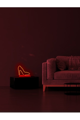 Topuklu Ayakkabı Figürlü Kırmızı Neon Gece Lambası Çok Renkli