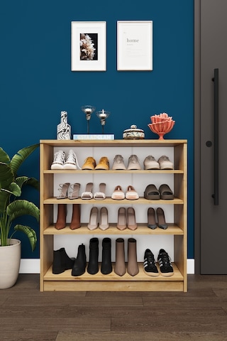 Asra Trend 4 Katlı Açık Raflı Ayakkabılık A-32 %100 MDF Modern Bot Uyumlu Düzenleyici Safir Meşe