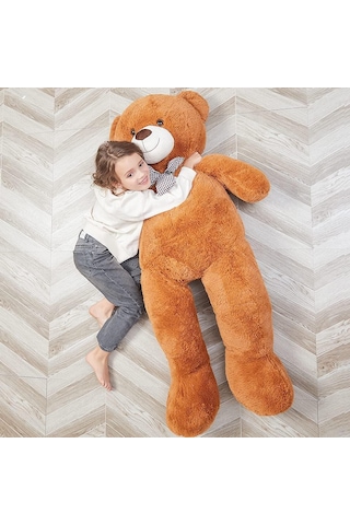 130 Cm Papyonlu Sevimli Peluş Ayı - Sevgiliye Özel Hediye Kahverengi