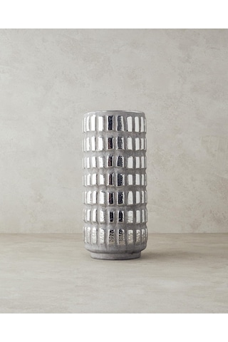 Glossy Stoneware Vazo Silver