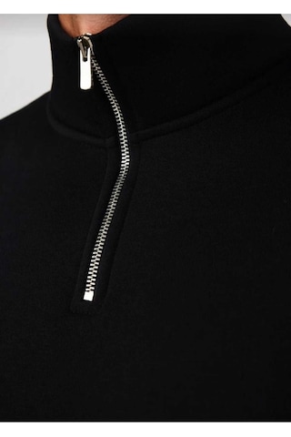 Kozia Outdoors Malkoçbey Dik Yakalı Fermuarlı Oversize Unisex Sweatshirt Siyah Siyah