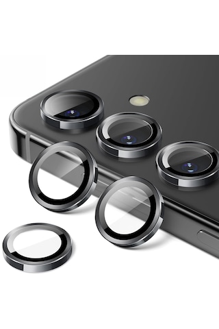 Microcase Samsung Galaxy Uyumlu S25 Fe Kamera Camı Lens Koruyucu Halka Set - Al8114 Siyah