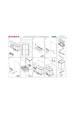 Starax S-2392 Teleskopik Raylı Plastik Gövde Çöp Kovası 12+12 Lt