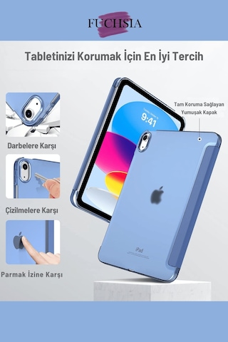 İpad 11. Nesil A16 2025 Uyumlu 10.9 İnç Kalem Bölmeli Standlı Fuchsia Tri Folding Tablet Kılıfı Tablet Kılıfı