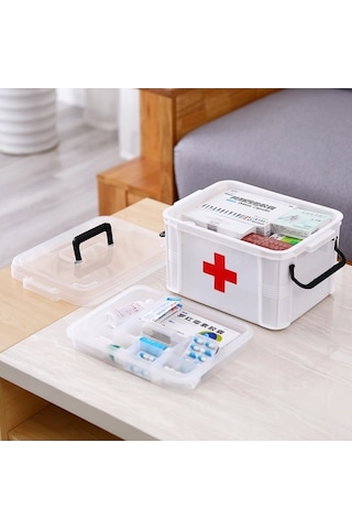 Wondernest Aile Çok Katmanlı Acil Tıp Saklama Kutusu, Plastik Ev Kutusu, Boyut: L Beyaz