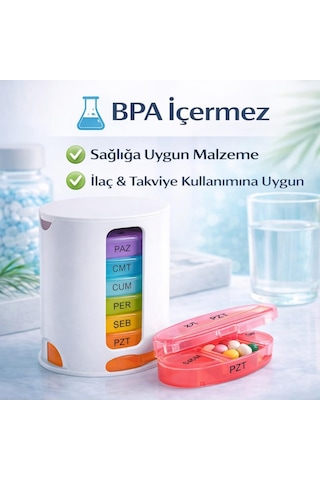 Coofbe Haftalık İlaç Saklama Kutusu 4 Bölmeli 28 Gözlü Kilitli Kapaklı Hap İlaç Kutusu Bpa İçermez Siyah