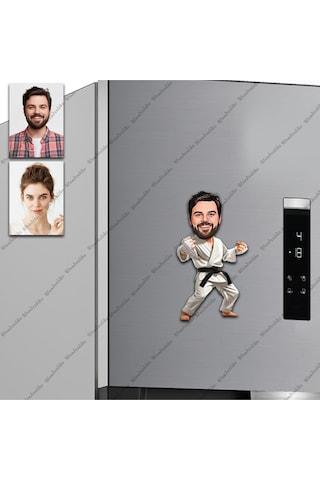 Kareteci Siyah Kuşak Tasarımlı Buzdolabı Magneti/resim Gönder M