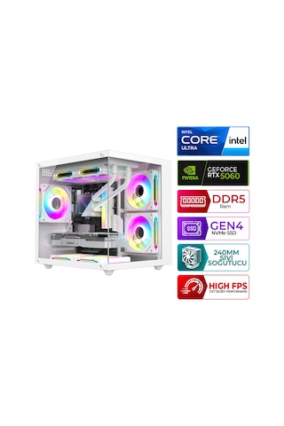 Xaser Kratos X40 Ultra 5 225F 16 GB 512 GB M.2 Nvme SSD 8 GB RTX5060 Masaüstü Oyuncu Bilgisayarı