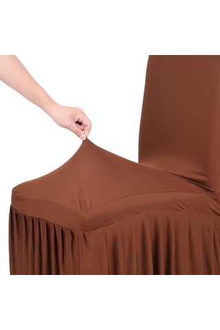 Dofolink Kahverengi Milk Silk Örtü - Gülgülü, Esnek, Temizliği Kolay - Düğün, Restoran, Banket Sandalye Kılıfı Çok Renkli