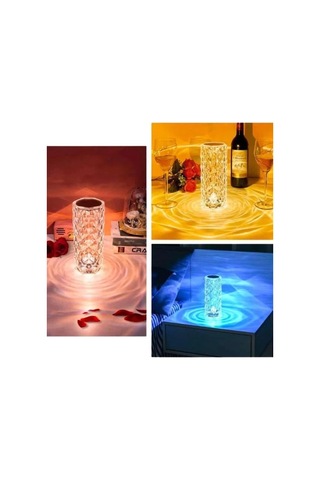 Bfs Masa Ve Gece Lambası Şık Ve Dayanıklı Sensörlü Şarjlı Kristal Lamba Çok Renkli