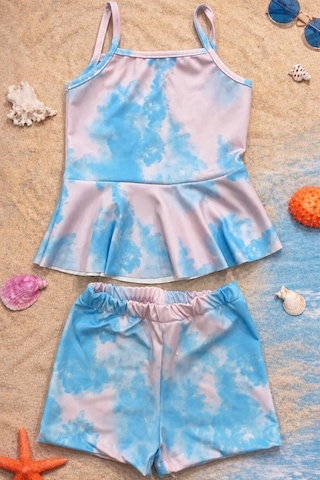 Esila Kids Kız Çocuk Puantiyeli Etekli Mayo Takımı Çok Renkli