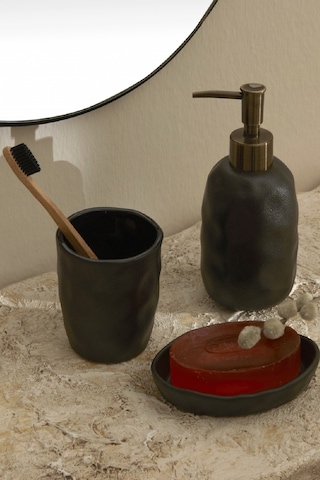 Karaca Home Tracy 3'lü Banyo Aksesuar Seti Siyah Siyah