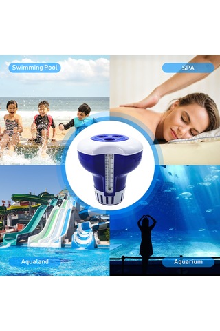 Leezsing Termometreli Havuz Kimyasal Dağıtıcısı Yüzen Klor Tabletleri Dağıtıcısı Yüzme Havuzları, Spalar, Sıcak Küvetler, Balık Havuzları İçin Spa Kimyasal Dağıtıcısı Diğer
