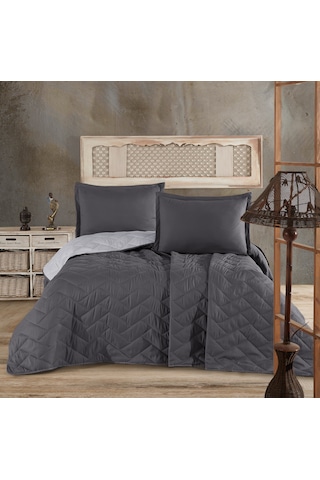 Microfiber Çift Kişilik Yatak Örtüsü Seti Aragon Antrasit