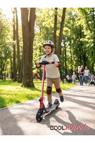 Elektrikli Çocuk Scooter - Çift Frenli Katlanabilir - Led Işıklı - Ön Çift Süspansiyonlu 8+ Mavi