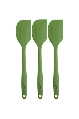 Silikon Kaşık Spatula Seti 6lı Yanmaz Yapışmaz Çizmez Yeşil 27cm
