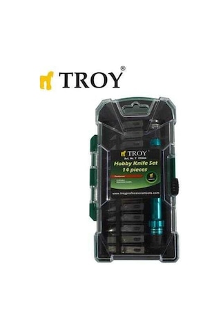 Troy 21604 Hobi Maket Bıçağı Seti, 14 Parça Taşıma Kutulu