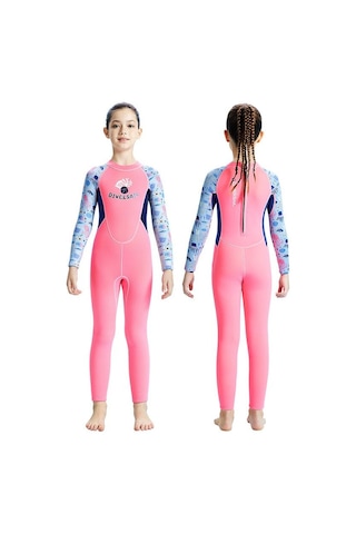 Dıve & Saıl M155589k 2.5mm Tek Parça Sıcak Çocuk Wetsuit Uzun Kollu Şnorkel Sörf Elbisesi Koyu Mavi