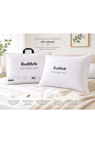 Özdilek Visco Tombul Yastık +  Sıvı Geçirmez Yastık Koruyucu Ortopedik & Medikal Boyun Destekli Visco Yastık Premium Uyku Konforu Beyaz