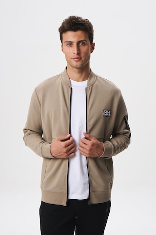 AR-MA Arma Erkek Slim Fit Scuba Su Geçirmeyen Kumaş Basic Kol Cepli Tam Fermuar Kolej Yaka Sweatshirt K28324988301 Gri