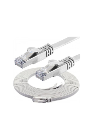 Irenis CAT7 Kablo Yassı FTP Ethernet Network LAN Ağ Kablosu, 10 M-Beyaz