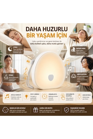 Polham Beyaz Gürültü Uyku Yardımcısı Ve Gece Lambası Dokunmatik, Zamanlayıcılı, Şarjlı, Bebek Uyku Yardımcısı