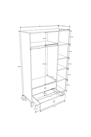 Mezza 3522 Lisa 4 Kapılı Gardırop Sepet - Beyaz