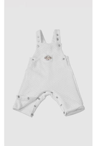 Merqova Bebek Pamuklu Kapitone Salopet Tulum Askılı Çıtçıtlı, Kuzucuk Nakışlı Unisex Bebek Tulum Beyaz