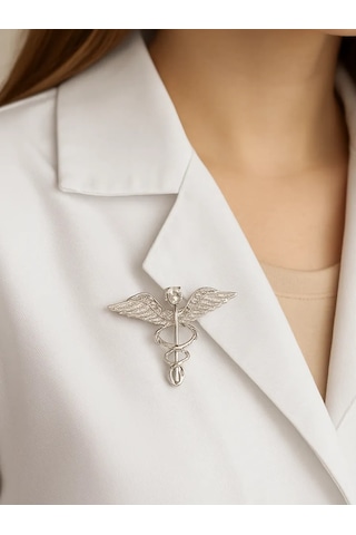 Queen Fair Tıbbi Broş Caduceus 141391739 Beyaz