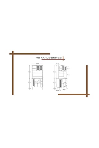 Kahve Köşesi 90 Cm %100 Mdf Panjur Kapak Çok Amaçlı Dolap Gri