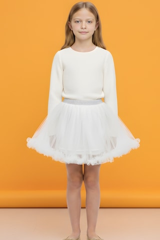 Esila Kids Kız Çocuk Etek Misineli Şık Etek Beyaz- Gri