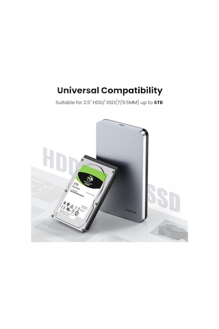 Ugreen 70498 USB-C Sabit Sürücü Koruyucu SATA III SSD HDD Disk