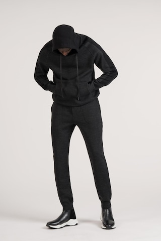 Slimfit Kapşonlu Kanguru Cepli Paça Lastikli Yünlü Triko Eşofman Takımı Antrasit