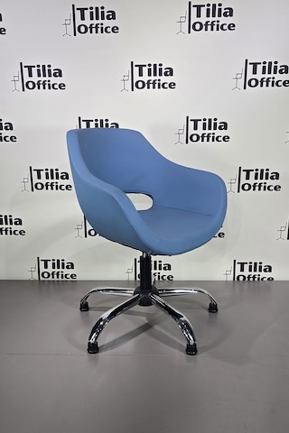 Monaco Çalışma Kesim Kuaför Koltuğu Yonca Sabit Krom Ayak Açık Mavi