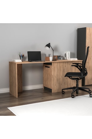 Arnetti Akser Dolaplı Geniş Çalışma Bilgisayar Masası Atlantik Çam Antrasit - Akser