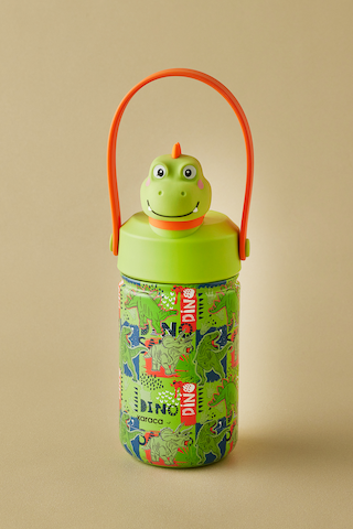 Karaca Duosip Dino Çocuk Pipetli Dinazor Tasarımlı Okul Su Matarası Termos 350 ml