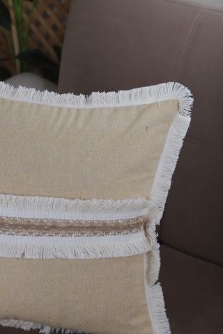 Dnc Home Tekstil Ndchome Sarı Keten Jüt Dantelli Kırlent Kırlent Kılıfı
