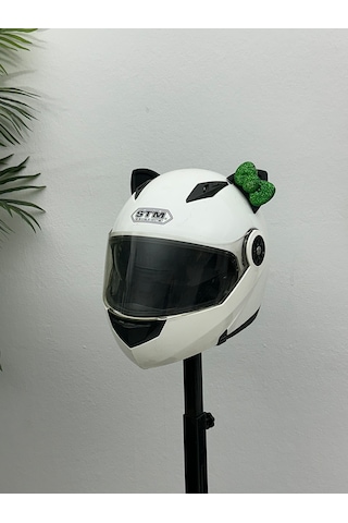 Motor & Motosiklet Yeşil Fiyonklu Siyah Kedi Kulak Kask Dış Aksesuarı Diğer