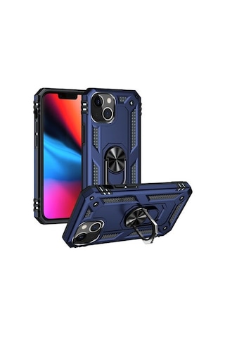 Apple Uyumlu iPhone 13 Mini İle Kılıf Tam Koruma Yüzüklü Standlı Tank Gövdeli Telefon Kılıfı Kapak