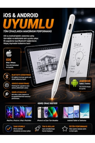 140mah İpad Tablet Akıllı Stylus Kalem Apple iOS Android Uyumlu Altın Kaplanmış Bakır Uç Hassas