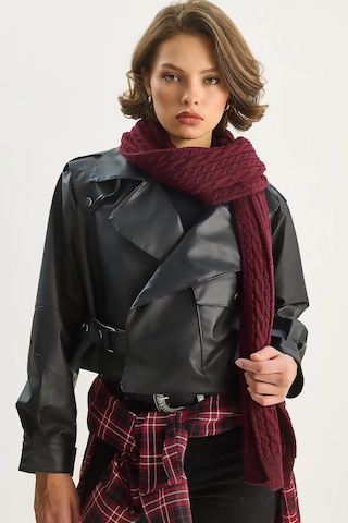 Shade Kadın Geniş Cep Detaylı Kemerli Oversize Crop Deri Ceket 3129 60284102 - Siyah